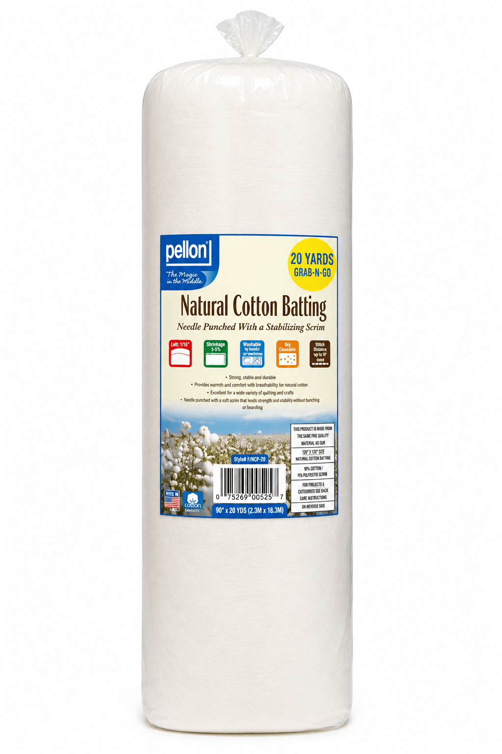 Pellon® Natural Cotton Batting With Scrim 90" x 20 Yard Roll