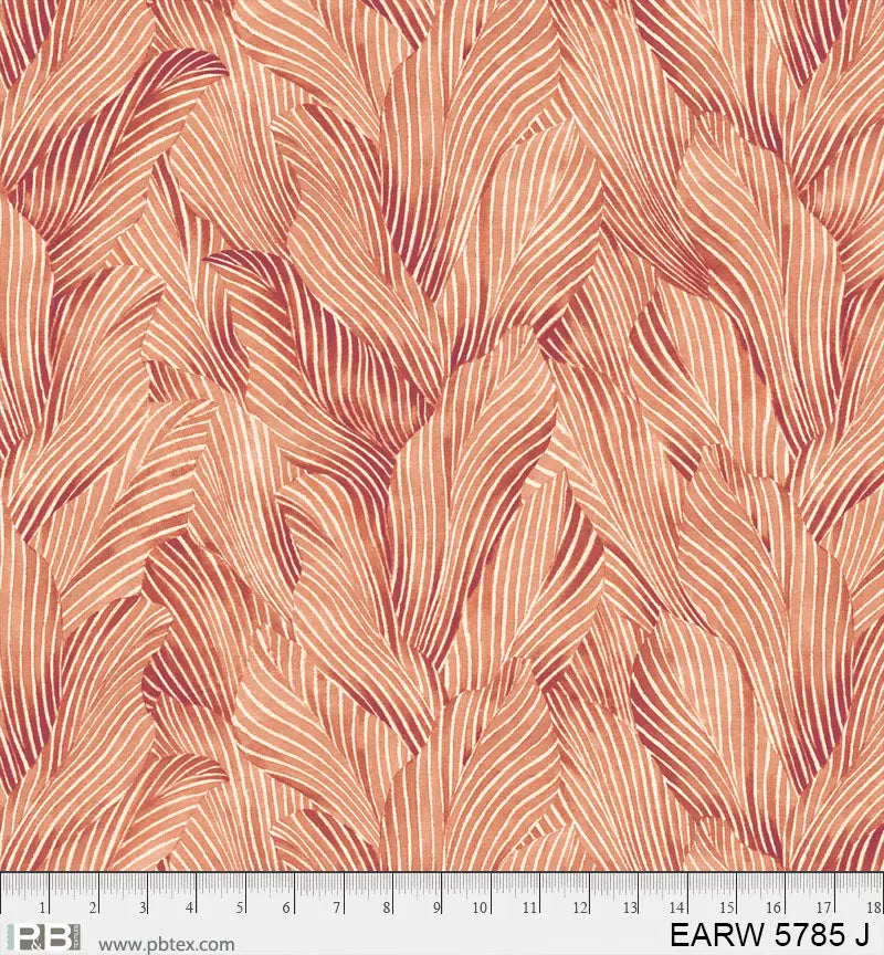 Earth Tones Orange Leaf Cotton 108" Wideback Fabric per yard