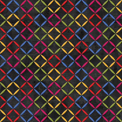 Inspired Blooms - Chalk Lattice - Black (3-Yard Pack)