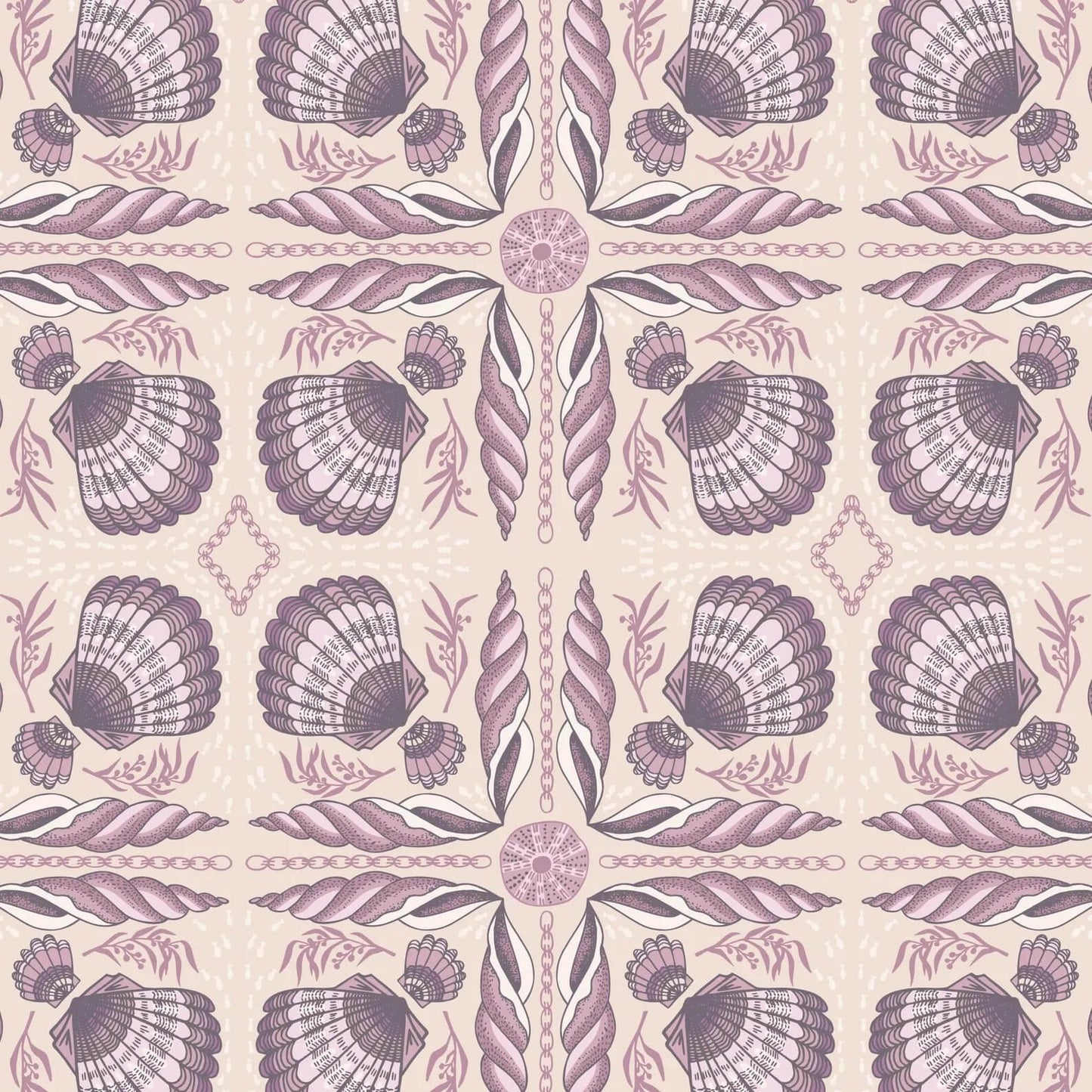 Seashell Serenade - Shell Tile - Beige (3-Yard Pack)