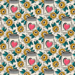Hearts in a Jar Love Ink 3383 Cotton 44/45 Fabric Per Yard