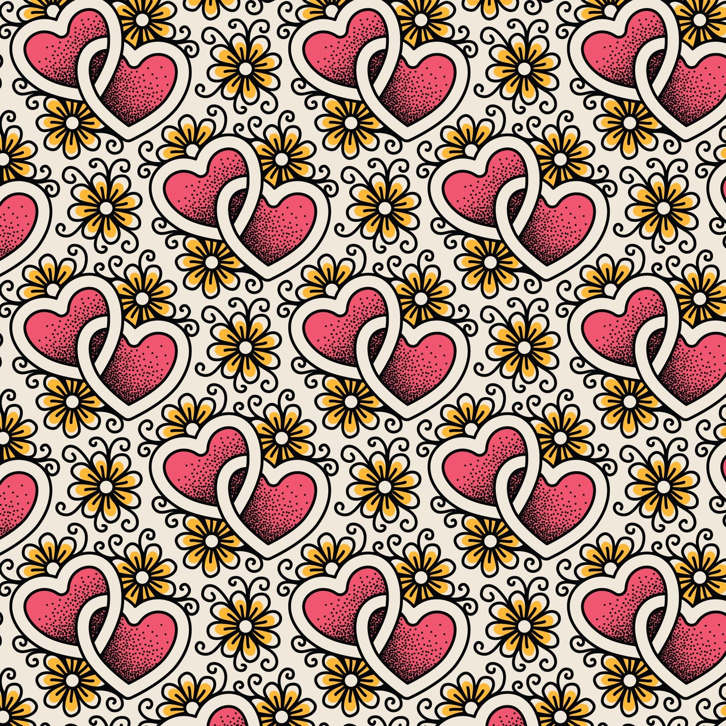 Joined Hearts Love Ink 3385 Cotton 44/45 Fabric Per Yard