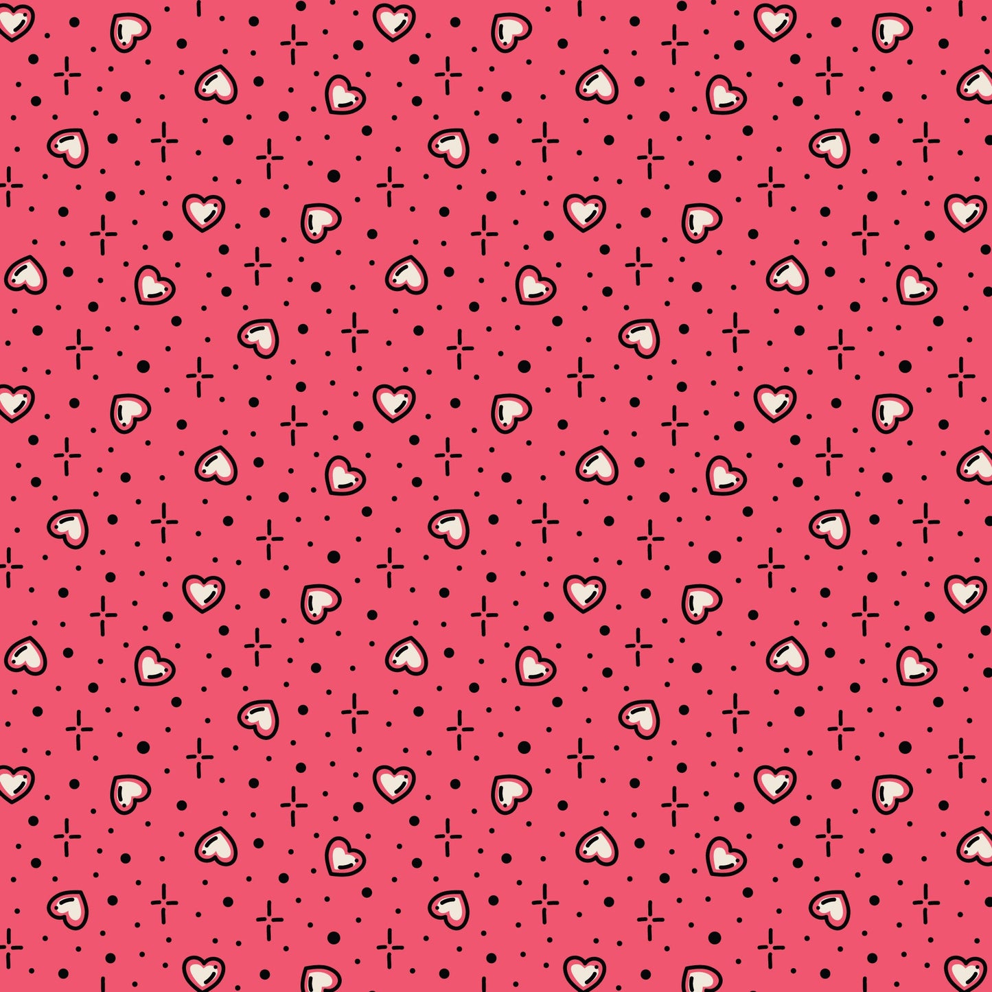 Pink Hearts Love Ink 3388 Cotton 44/45 Fabric Per Yard