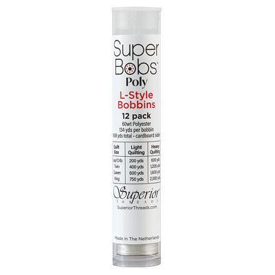 Super Bobs Polyester Prewound Bobbins L-Style 12-Pack - Silver