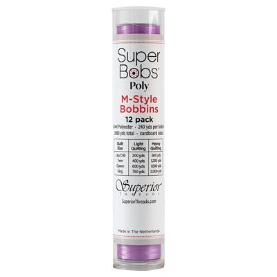 Super Bobs Polyester Prewound Bobbins M-Style 12-Pack - Light Purple