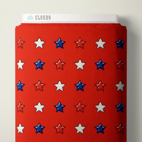 Pop Stars 8-Bit Stars Red QC Cotton 44/45" Fabric Per Yard