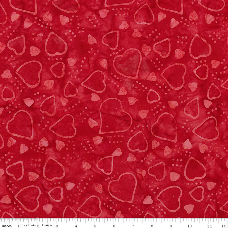 Love Punch Batiks - Hearts - Red (3-Yard Pack)