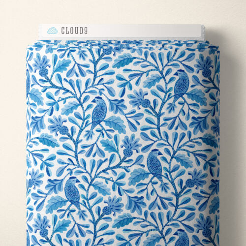 Blue Henri Birds and Branches Cotton 44/45 Fabric Per Yard