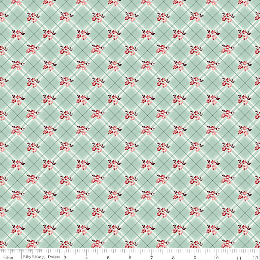 Love You Always - Floral Plaid - Mist (3-Yard Pack)