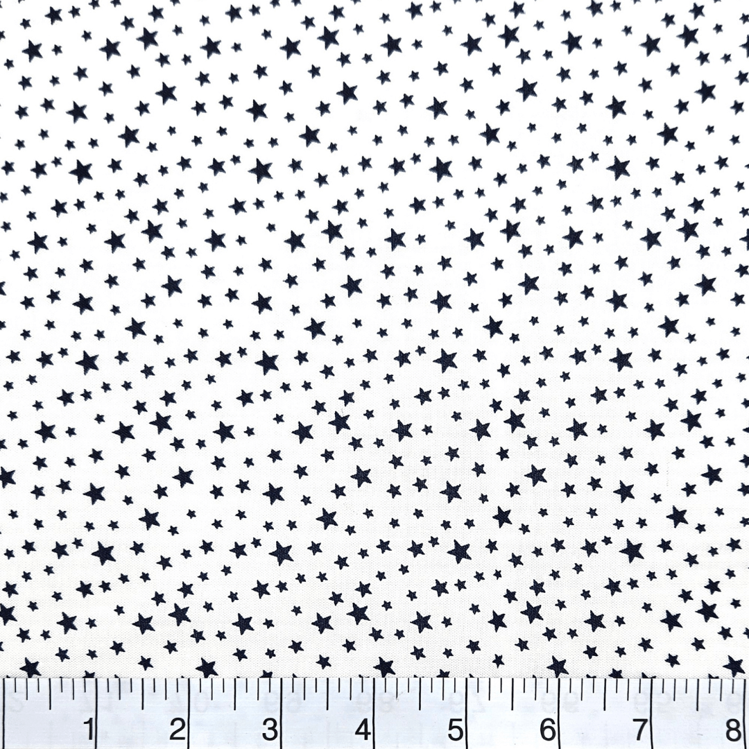 Patriotic Stars 108" Supreme Backings - Navy Stars on White
