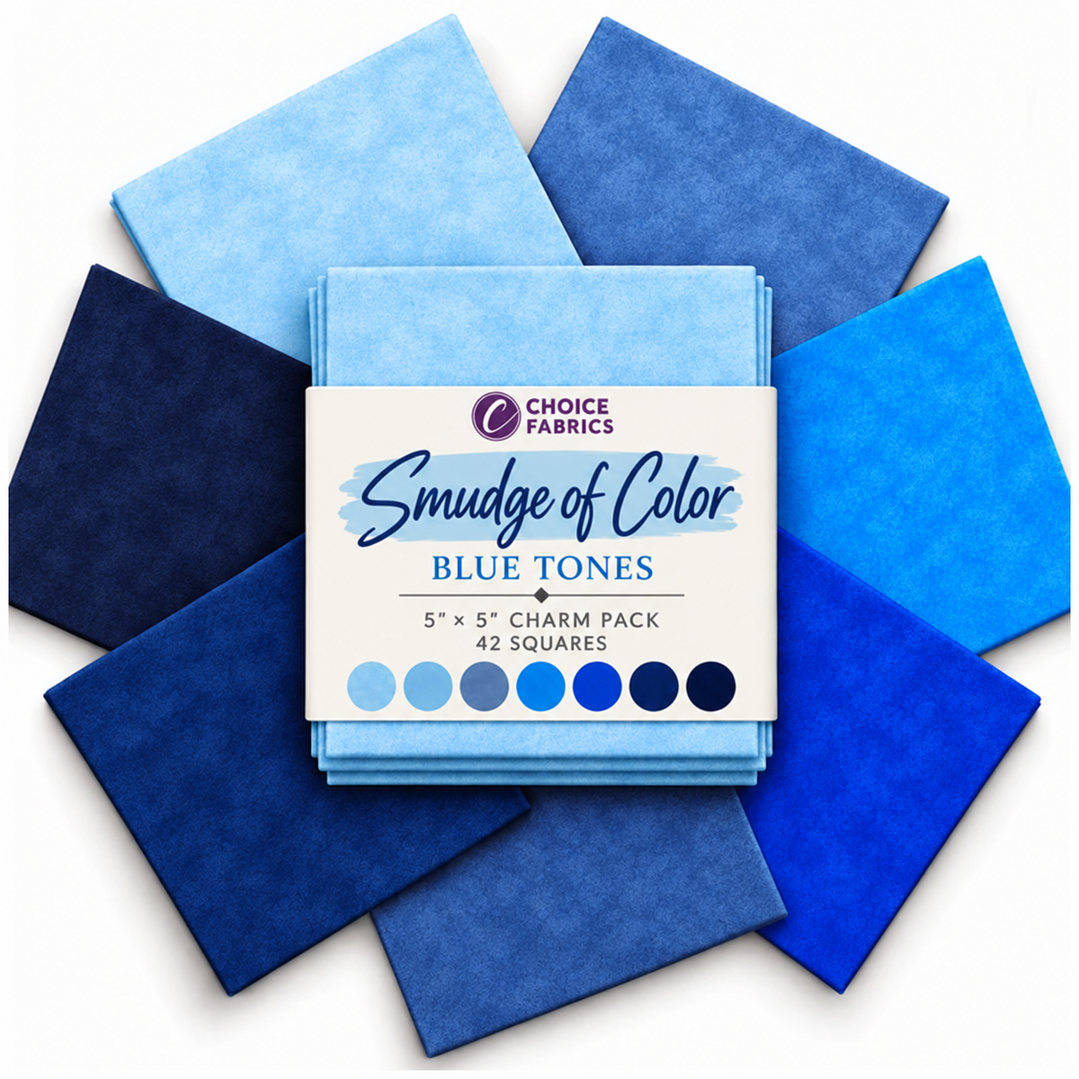 Smudge of Color Blue Tones Charm Pack - 42 Squares