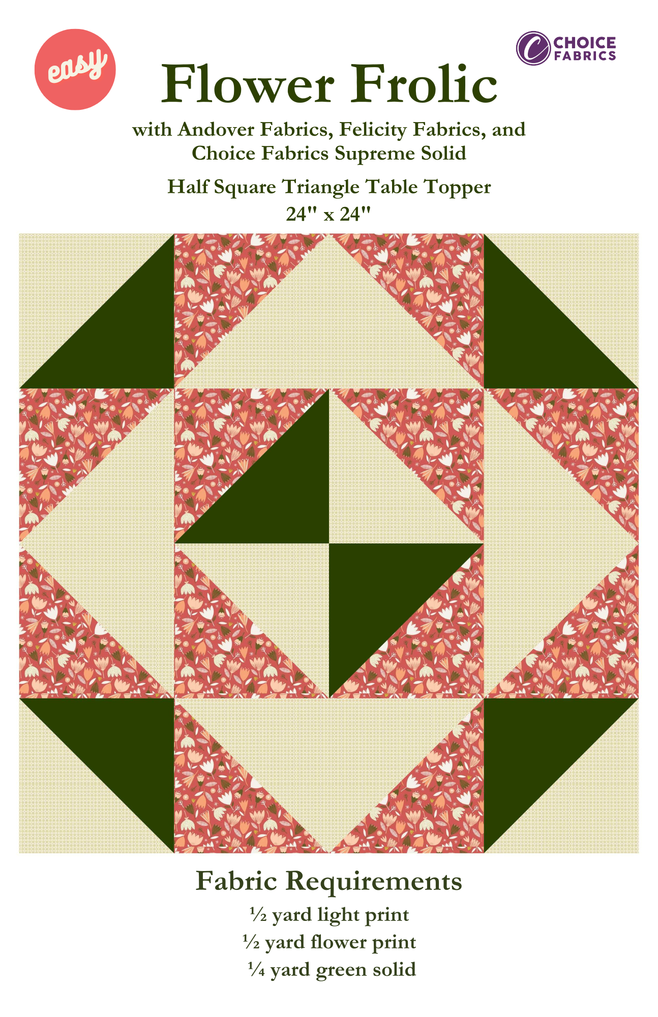 Flower Frolic - Half Square Triangle Table Topper - Quilt Kit