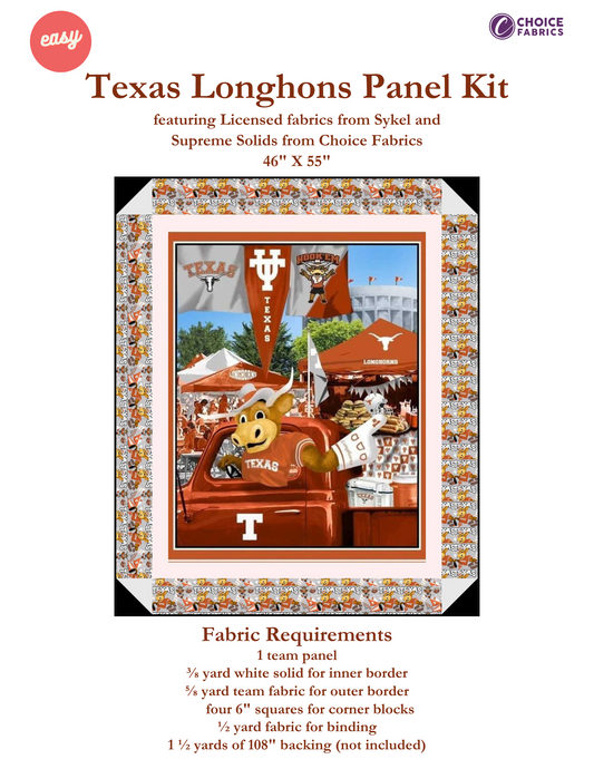 Texas Longhorns - Tailgate Panel - Quilt Kit