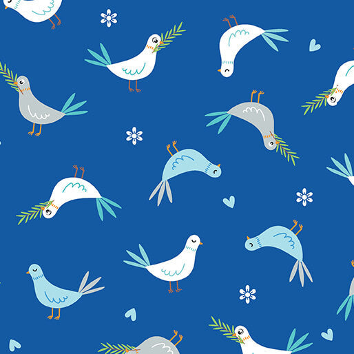 Noah's Journey - Doves of Peace - Royal Blue (3-Yard Pack)