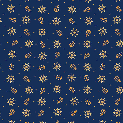 Sail Away - Anchors Away - Navy (3-Yard Pack)