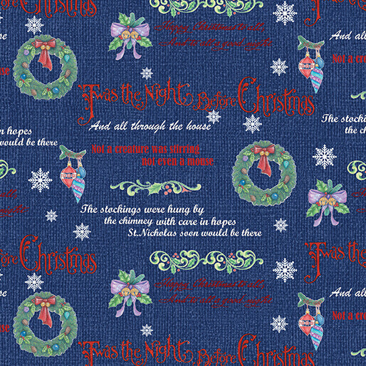 The Night Before Christmas - Christmas Story - Navy (3-Yard Pack)