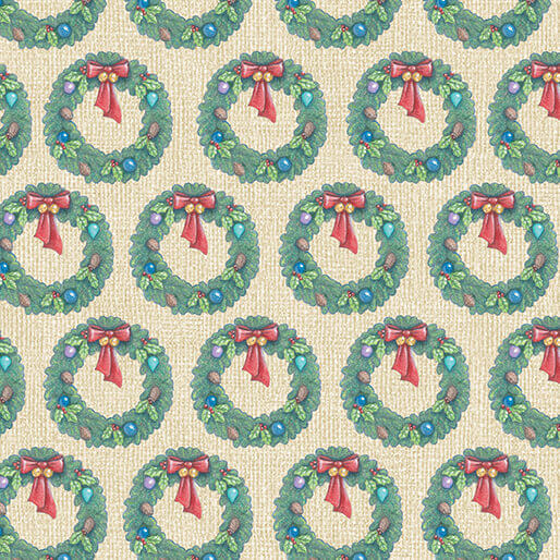 The Night Before Christmas - Wreath - Cream (3-Yard Pack)