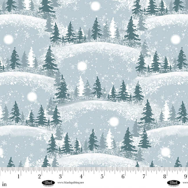 Winter Whispers - Scenic Trees with Sky - Light Blue (3-Yard Pack)