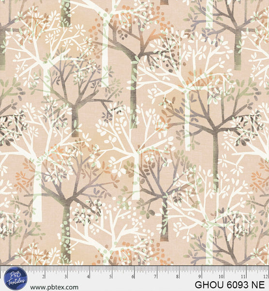Golden Hour Natural Allover Trees Cotton 44/45 Fabric Per Yard