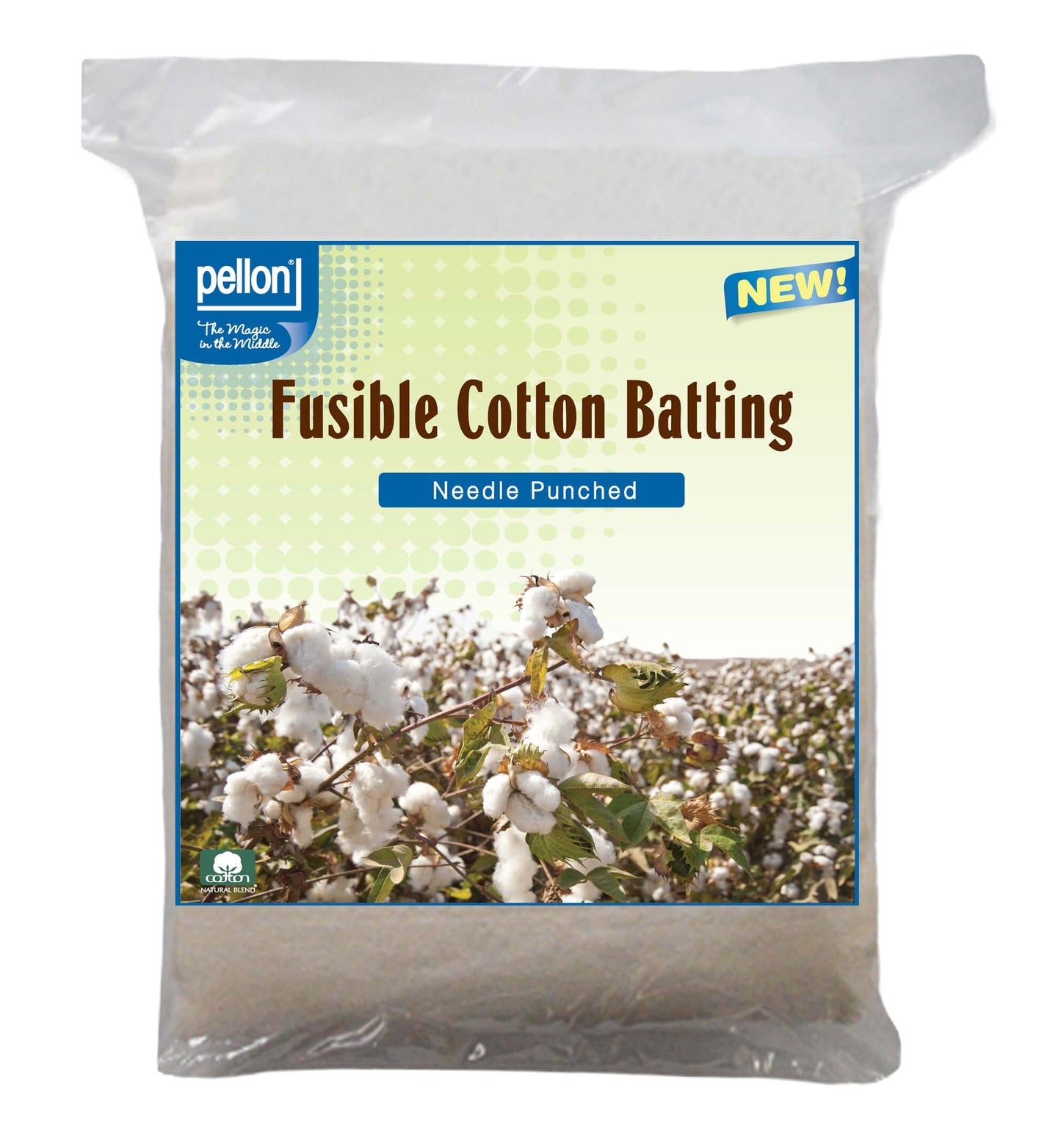 Pellon® Fusible Cotton Batting with Scrim – 34" x 45" Craft Size Package – Natural