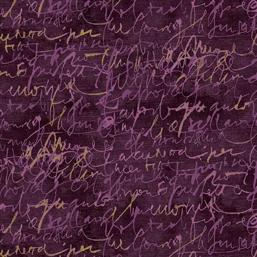 Mauve Fluidity Script Small Cotton 44/45" Fabric Per Yard
