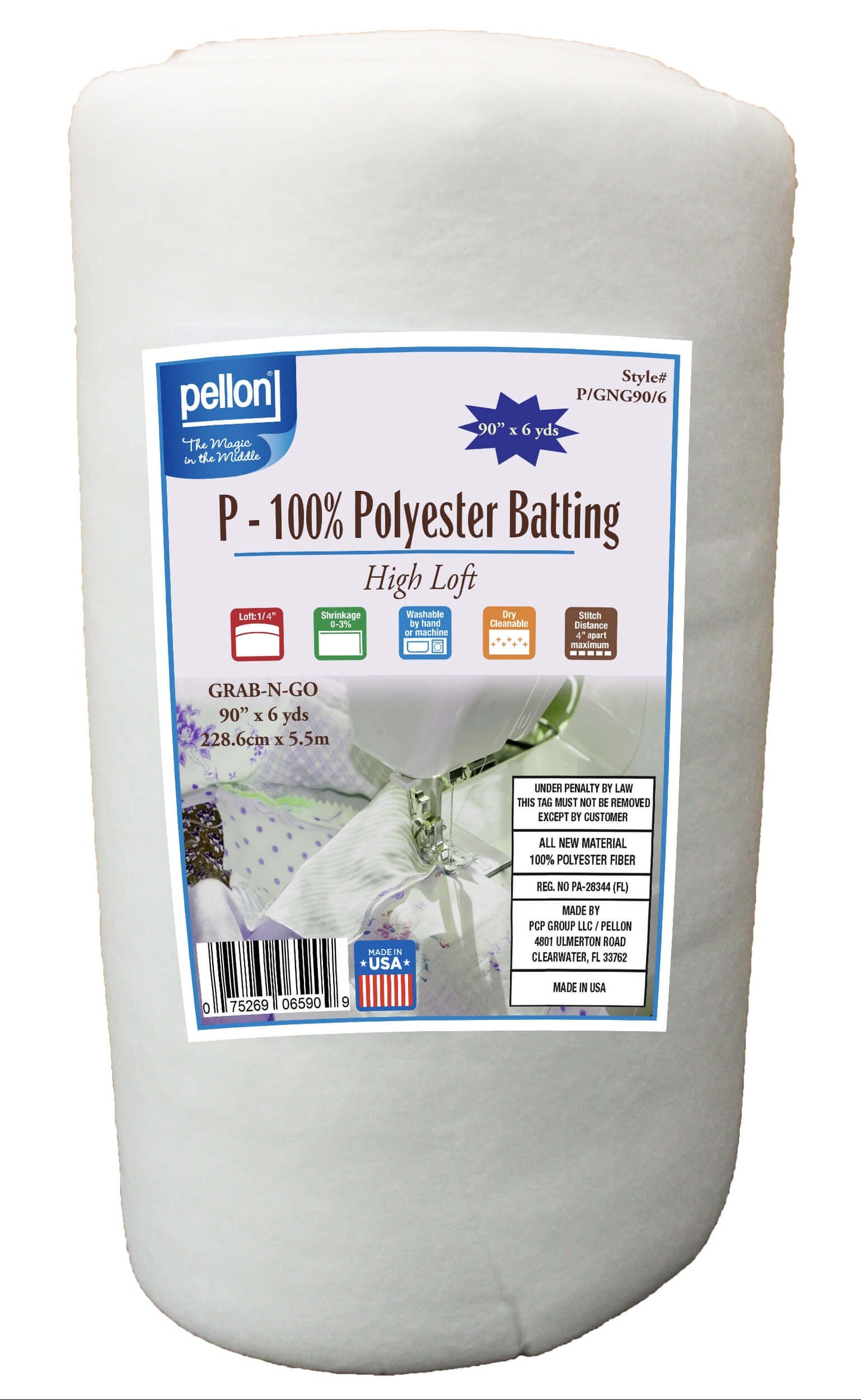 Pellon® Polyester Batting Roll – 90" x 6 Yards