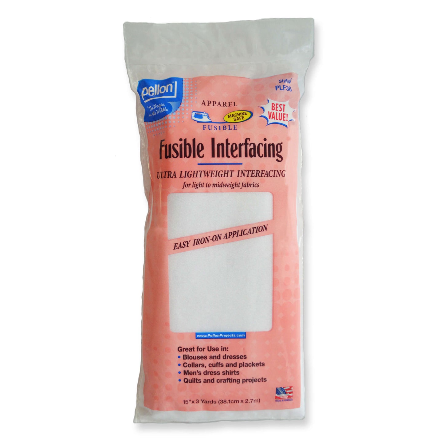 Pellon® Lightweight Fusible Interfacing – 15" x 3 Yard Package – White