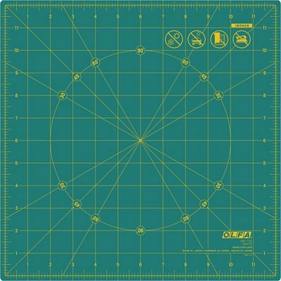 OLFA Rotating Self-Healing Cutting Mat Green 12 in x 12 in