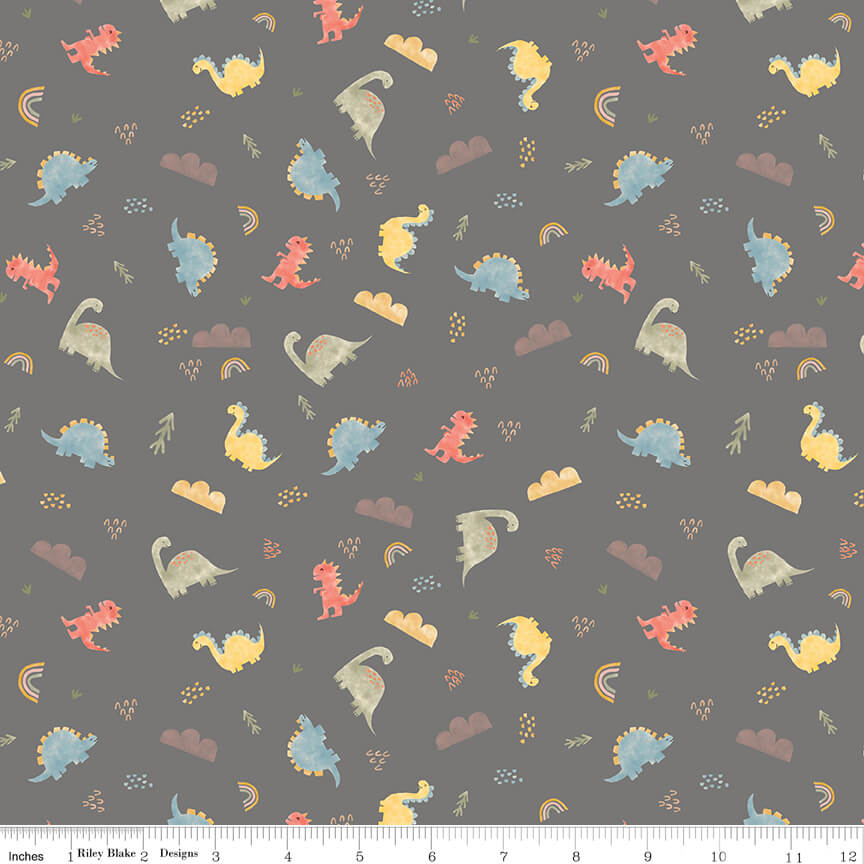 Flannel Dinos - Main - Gray