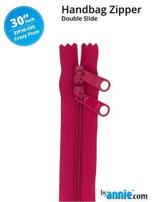 30" Double-Slide Handbag Zipper, Crazy Plum