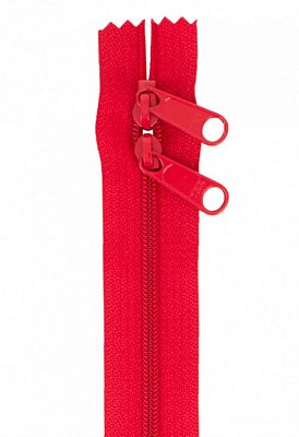 30" Double-Slide Handbag Zipper, Hot Red