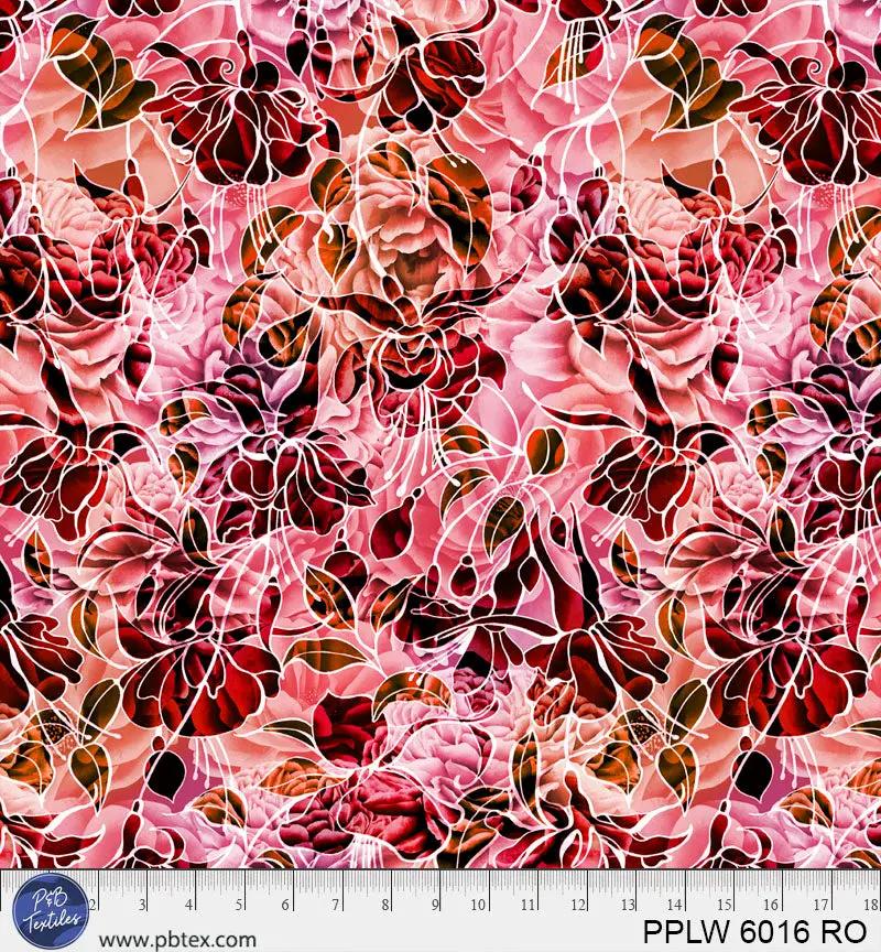 Petal Play Pink Red Florals Cotton 108" Wideback Fabric per yard