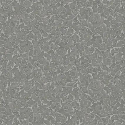 Swirls and Twirls Silver Grey Cotton 108" Wideback Fabric per yard