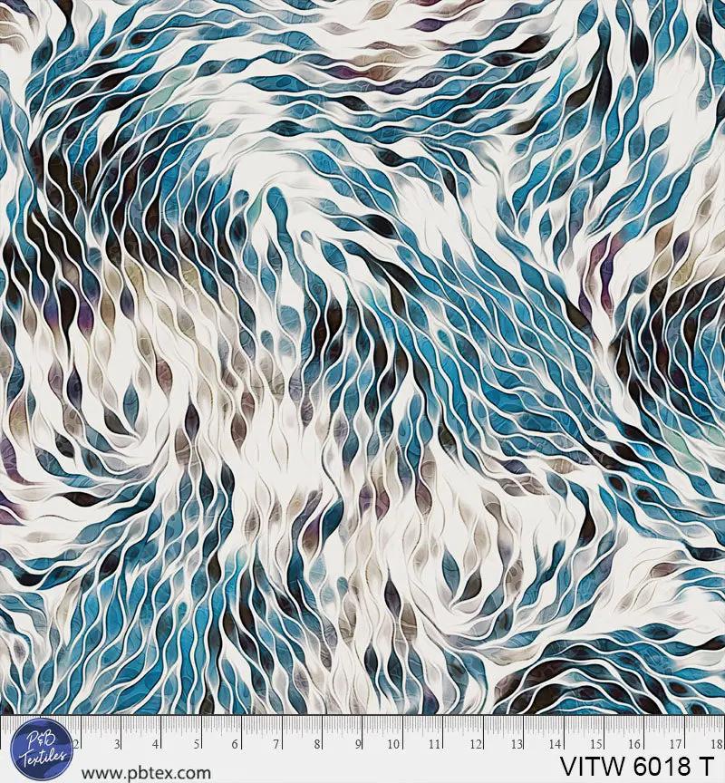 Vitality Chic Blue Teal Cotton 108" Wideback Fabric per yard