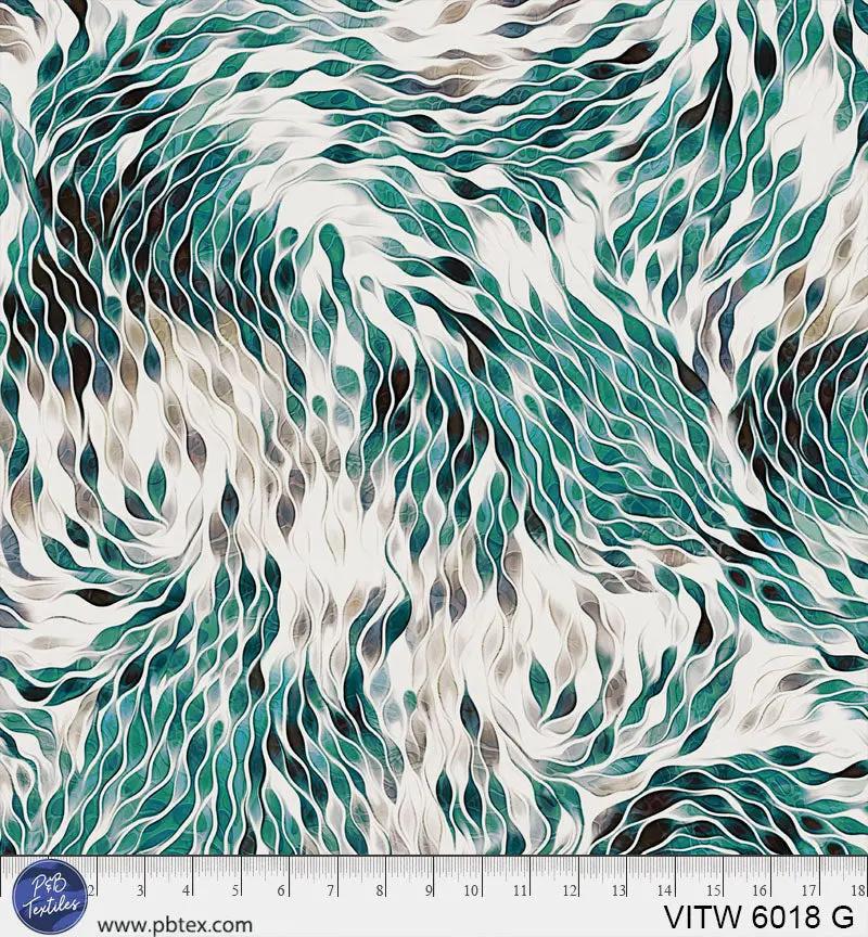 Vitality Chic Green Teal Cotton 108" Wideback Fabric per yard