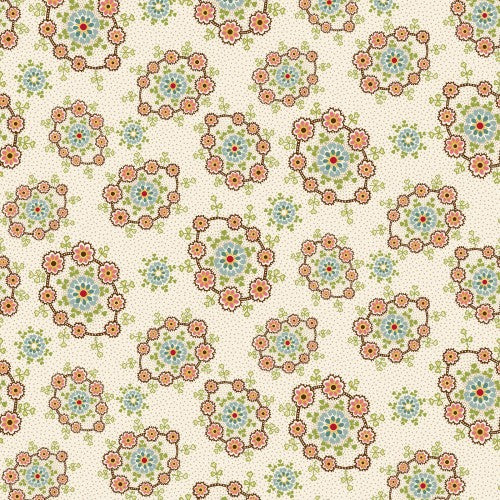 Candlelight & Romance Floral Wreaths Cotton 118" Wideback Fabric Per Yard