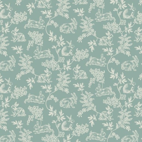 Aqua Candlelight & Romance Toile Cotton 118" Wideback Fabric Per Yard