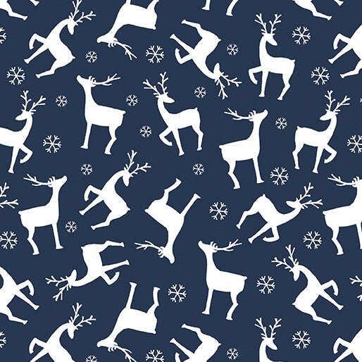 Nordic Cabin - Deer - Navy (3-Yard Pack)