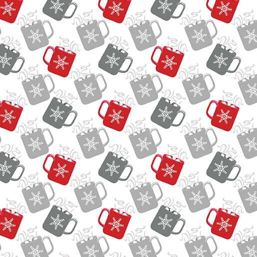 Nordic Cabin - Nordic Mugs - Red/Grey Metallic (3-Yard Pack)