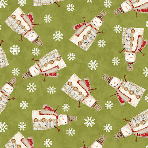 White Christmas - Musical Snowman - Green (3-Yard Pack)