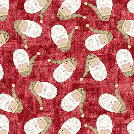 White Christmas - Tossed Santa - Red (3-Yard Pack)