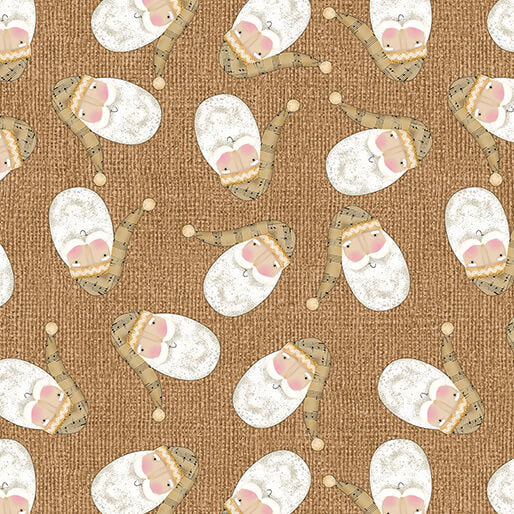 White Christmas - Tossed Santa - Natural (3-Yard Pack)