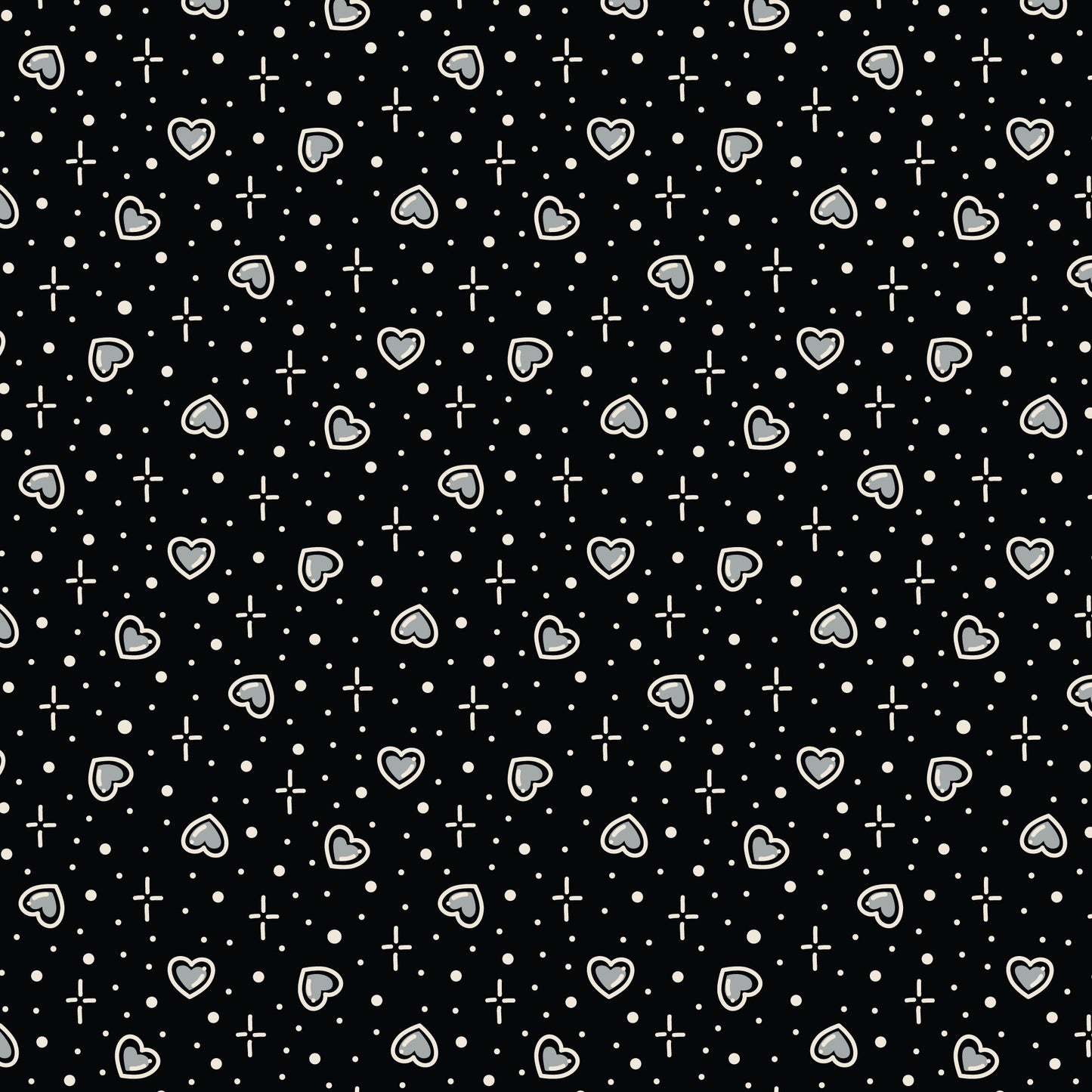 Black Hearts Love Ink 3388 Cotton 44/45 Fabric Per Yard