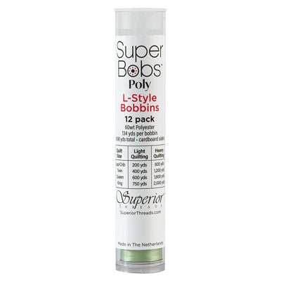 Super Bobs Polyester Prewound Bobbins L-Style 12-Pack - Light Green