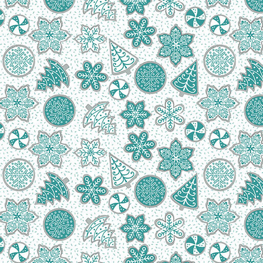 Nordic Cabin - Cookies - Teal Metallic (3-Yard Pack)