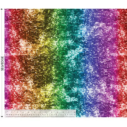 Rainbow Sequins Wideback Cotton Fabric