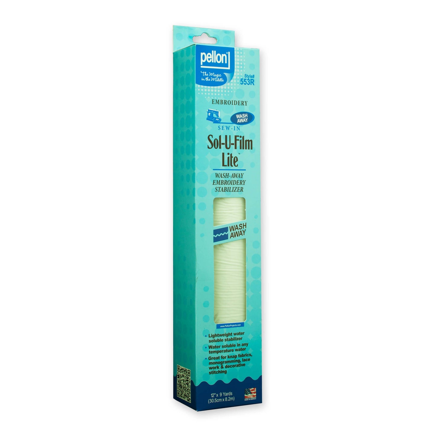 Pellon® 553 Sol-U-Film® Lite Embroidery Stabilizer – 12" x 9 Yard Package – Clear