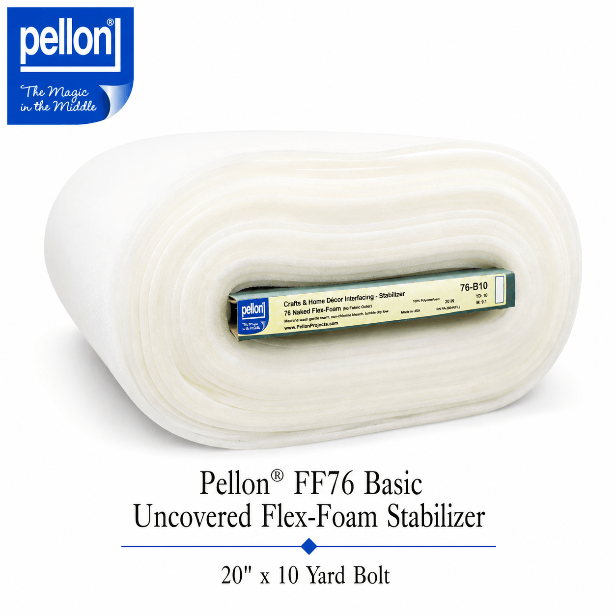 Pellon® FF76 Basic Uncovered Flex-Foam Stabilizer – 20" x 10 Yard Bolt – Natural