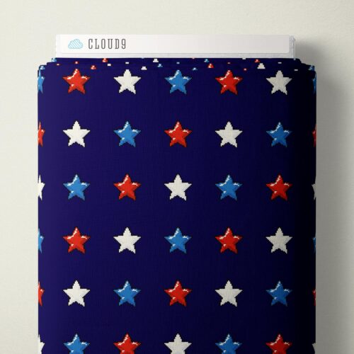Pop Stars 8-Bit Stars Navy QC Cotton 44/45" Fabric Per Yard