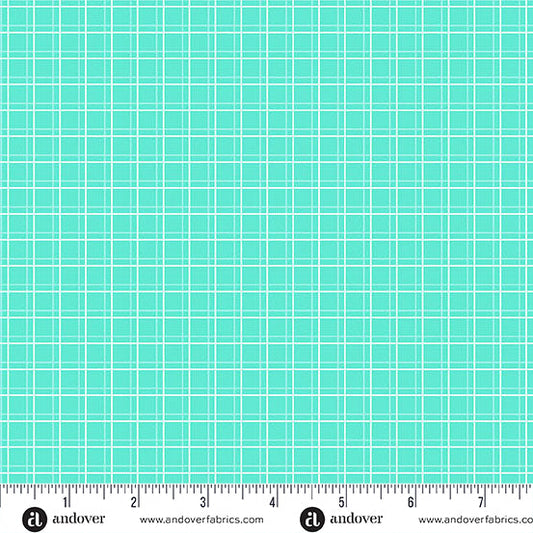 Aqua Parallel Play Color Pop Playground Cotton 44"/45" Fabric Per Yard